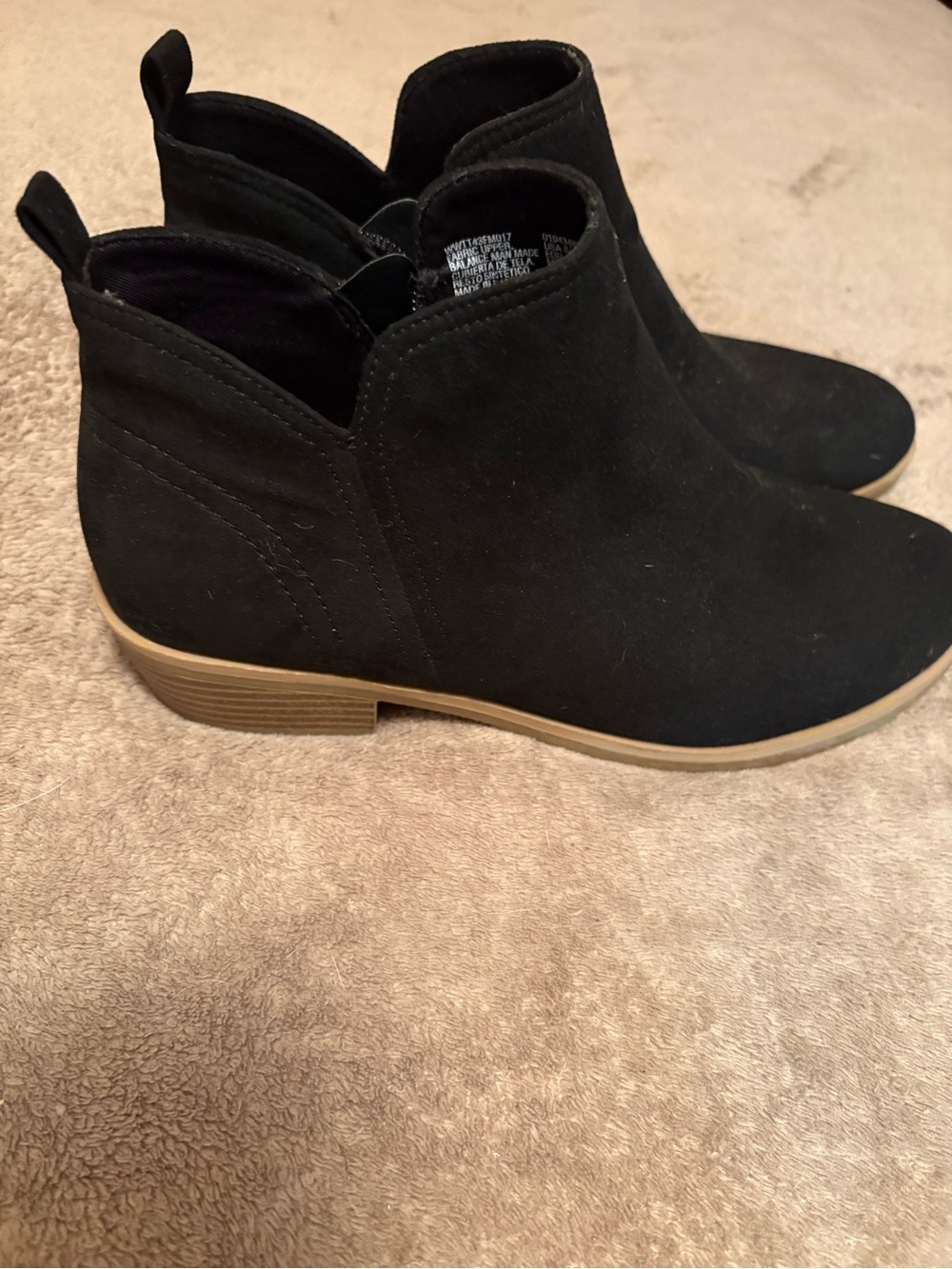 Women’s Black Faux Suede Ankle Booties - Casual Low Heel